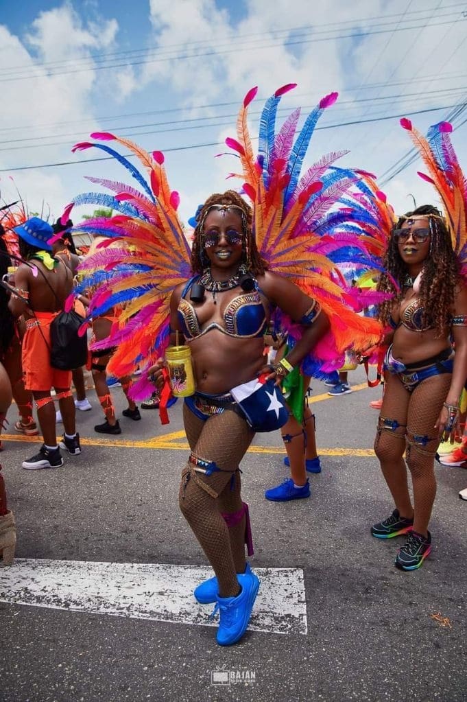 Olivia Barr, Caribbean Island Festivals founder, in costume at Barbados Crop Over Grand Kadooment